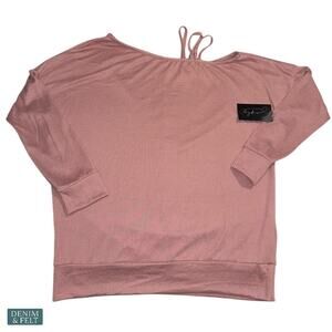 NEW White Birch Blush Strappy Shoulder Sweater Blouse Boutique Cute Top Small